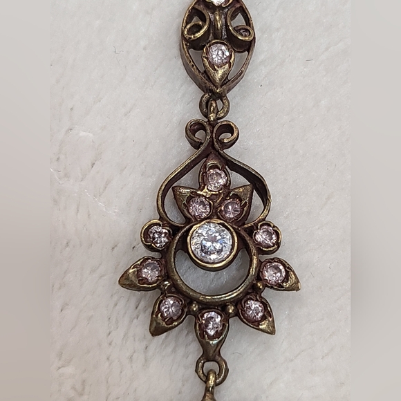 Antique Paste Chandelier Earrings With Clear & Red Stones ***READ DESCRIPTION*** - Picture 9 of 16